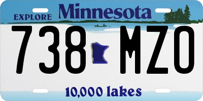 MN license plate 738MZO