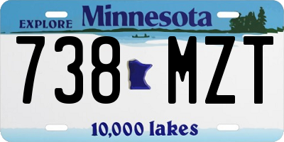 MN license plate 738MZT
