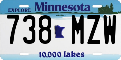 MN license plate 738MZW