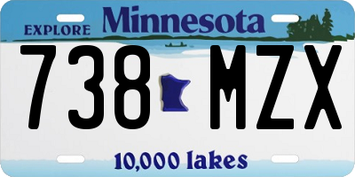 MN license plate 738MZX