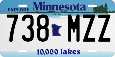 MN license plate 738MZZ