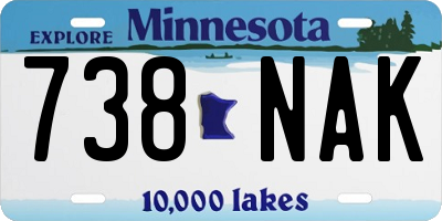 MN license plate 738NAK