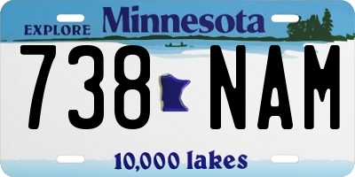 MN license plate 738NAM