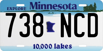 MN license plate 738NCD