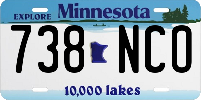 MN license plate 738NCO