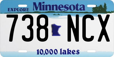 MN license plate 738NCX