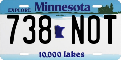 MN license plate 738NOT