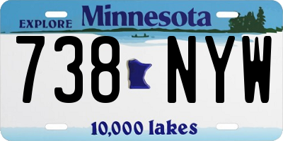 MN license plate 738NYW