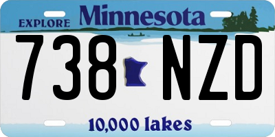 MN license plate 738NZD