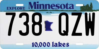 MN license plate 738QZW