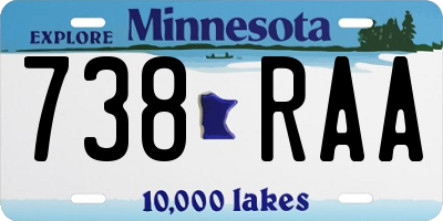 MN license plate 738RAA