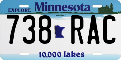 MN license plate 738RAC