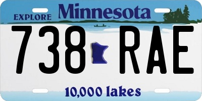 MN license plate 738RAE