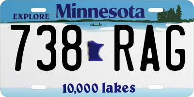 MN license plate 738RAG