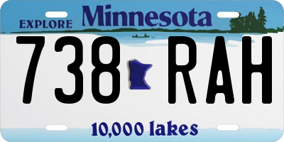 MN license plate 738RAH