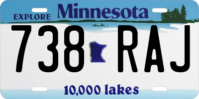 MN license plate 738RAJ