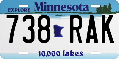 MN license plate 738RAK