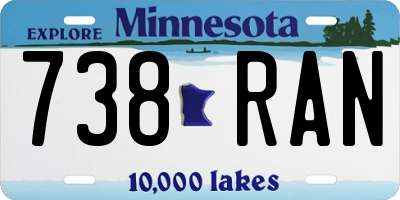MN license plate 738RAN