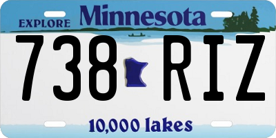 MN license plate 738RIZ