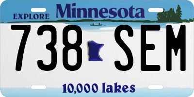 MN license plate 738SEM