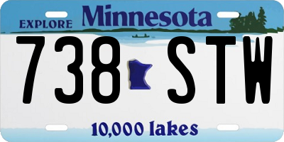 MN license plate 738STW
