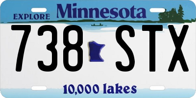 MN license plate 738STX