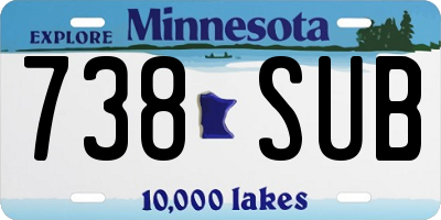 MN license plate 738SUB