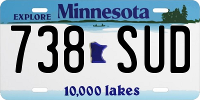 MN license plate 738SUD