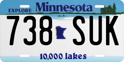 MN license plate 738SUK