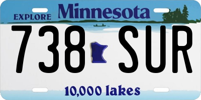 MN license plate 738SUR