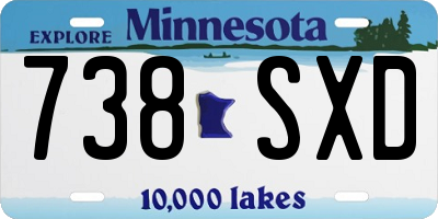 MN license plate 738SXD