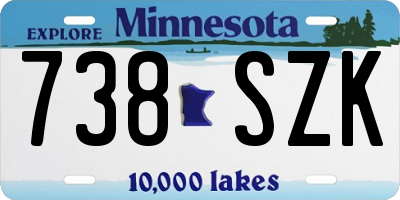 MN license plate 738SZK