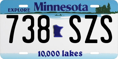 MN license plate 738SZS