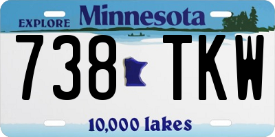 MN license plate 738TKW
