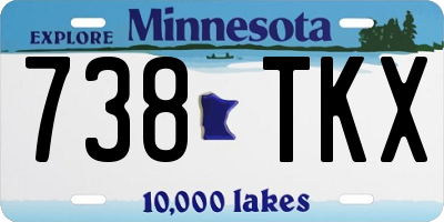 MN license plate 738TKX