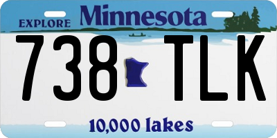 MN license plate 738TLK