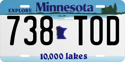 MN license plate 738TOD