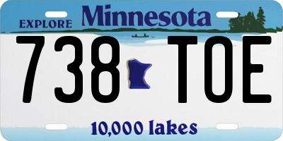MN license plate 738TOE