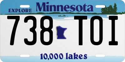 MN license plate 738TOI