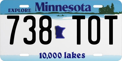 MN license plate 738TOT