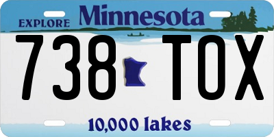 MN license plate 738TOX