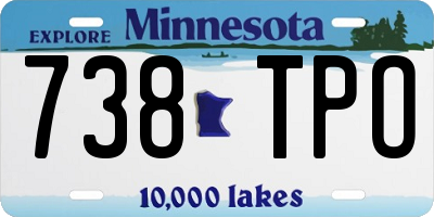 MN license plate 738TPO