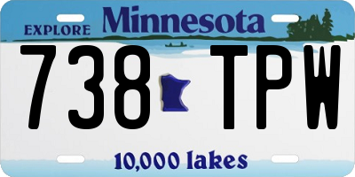 MN license plate 738TPW