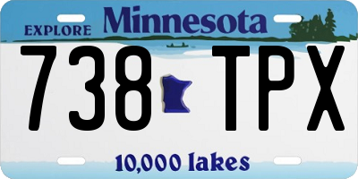 MN license plate 738TPX