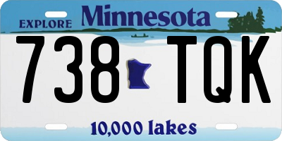 MN license plate 738TQK