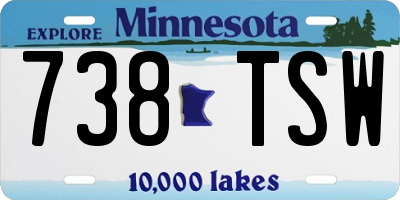 MN license plate 738TSW