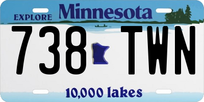 MN license plate 738TWN