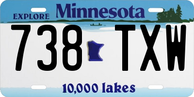 MN license plate 738TXW