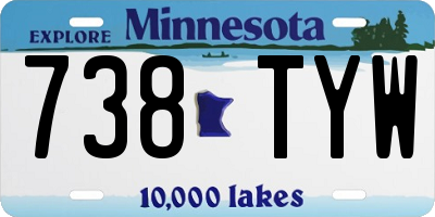 MN license plate 738TYW