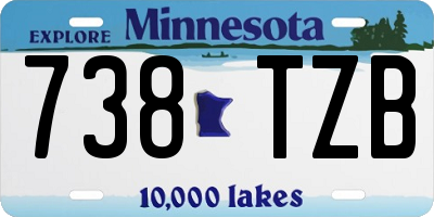 MN license plate 738TZB